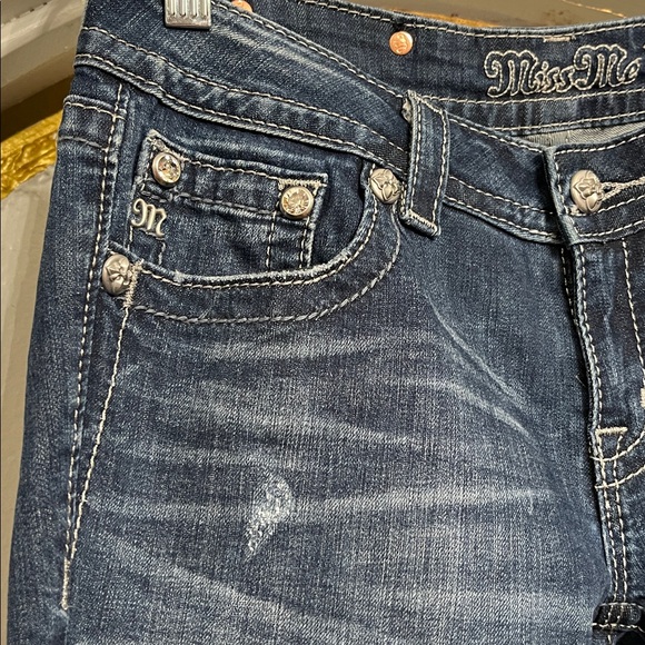 Miss Me Signature Rise Boot Cut Rhinestone Stretch Denim Jeans Size 27 - Picture 4 of 13